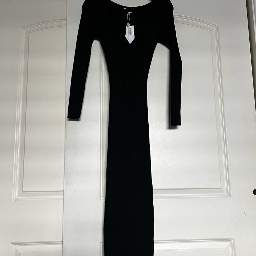 WAYF ribbed stretch long sleeve dress